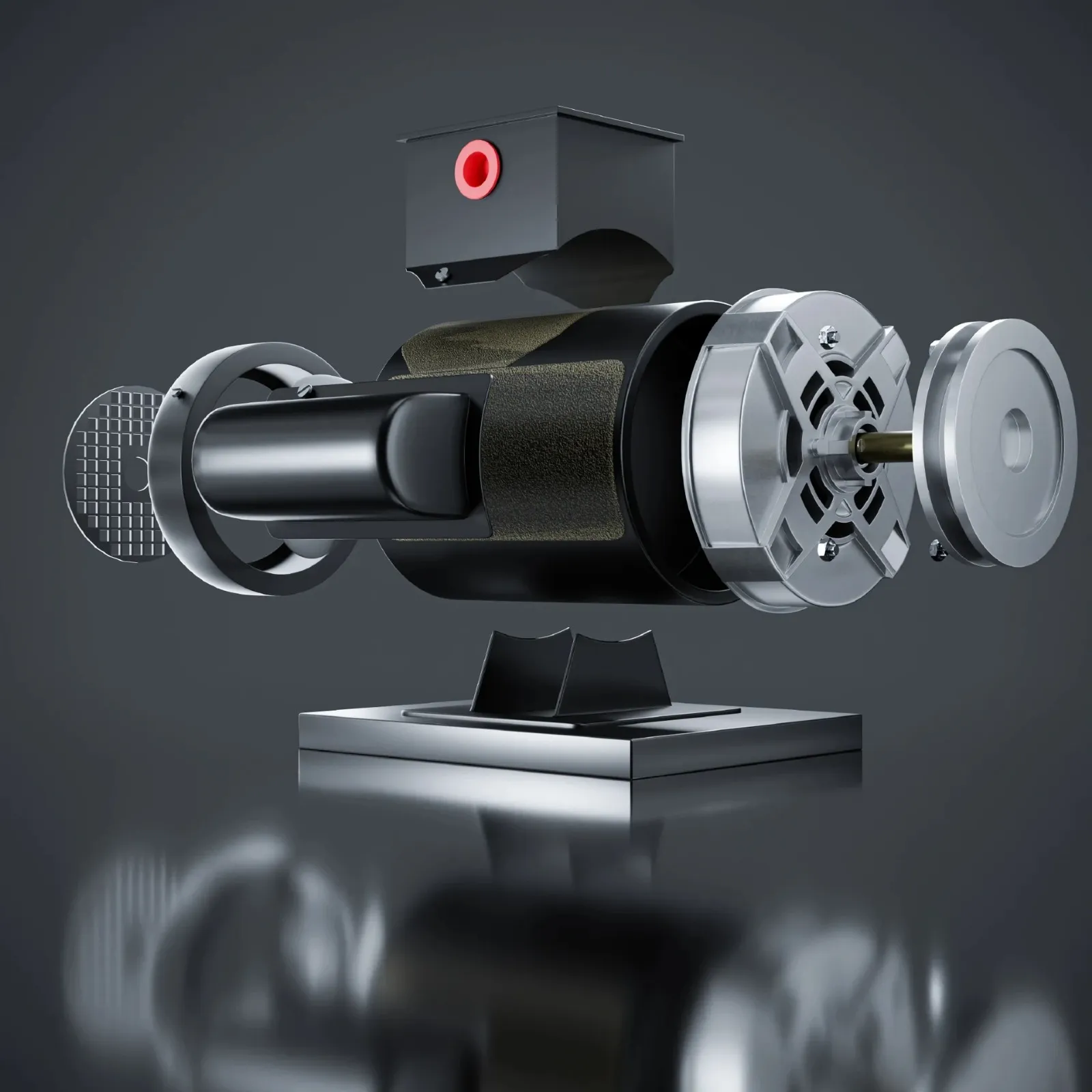 Industrial motor 3D model side view